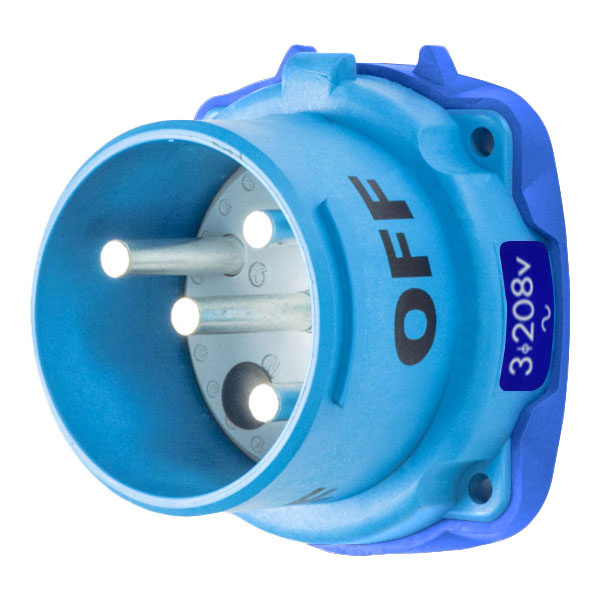 33-68163-A155 - DS60 INLET POLY BLUE SIZE 4 TYPE 3R 3P+G 60A 208 VAC 60 Hz NO AUX WITH NO LOCKOUT HOLE
